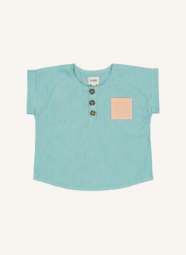 Kurta Blouset Rayée | Bleu turquoise