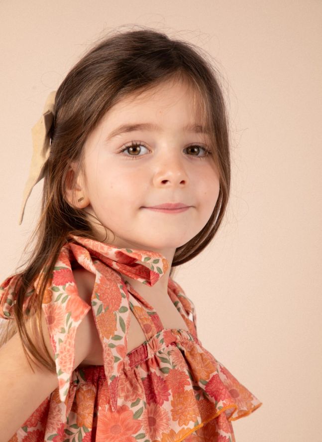 Blouse Castille Fleurs Coton Bio | Corail