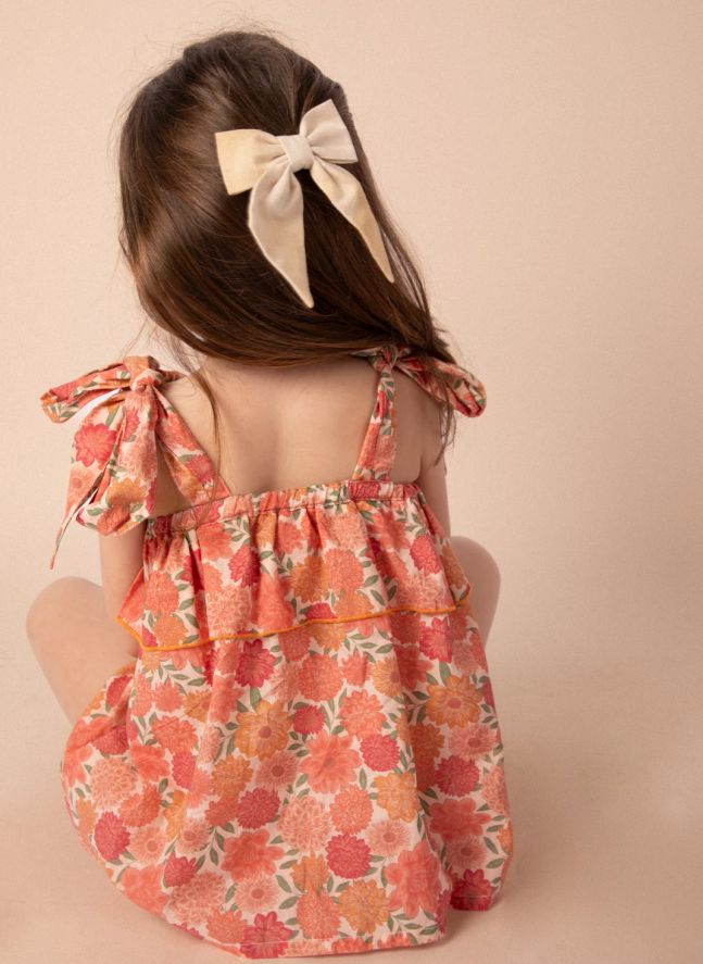 Blouse Castille Fleurs Coton Bio | Corail