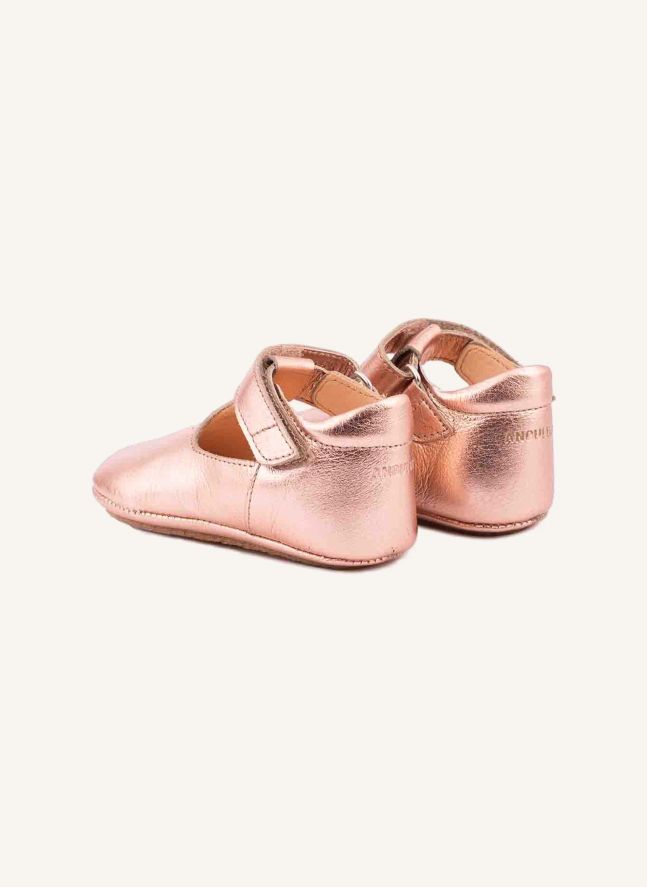 Chaussons Métalisés Cuir | Or rose