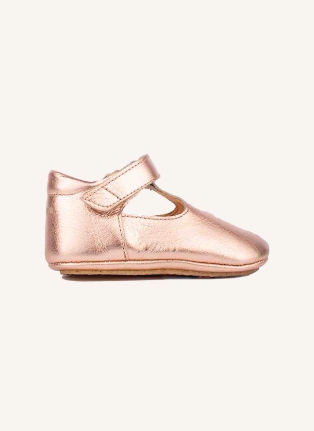 Chaussons Métalisés Cuir | Or rose