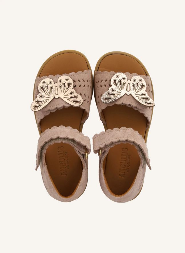 Sandales Papillon Daim | Rose pâle