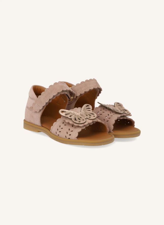 Sandales Papillon Daim | Rose pâle