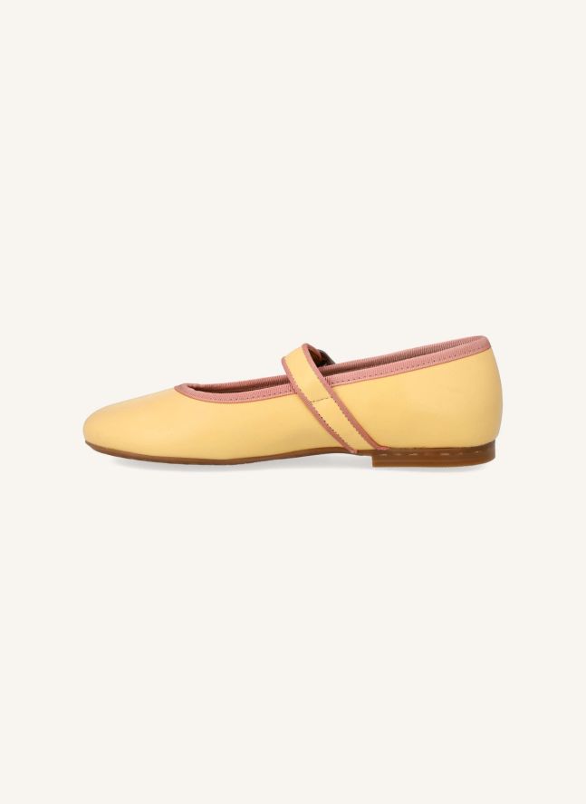 Ballerines Mary Jane Bandes Contrastées | Jaune pâle