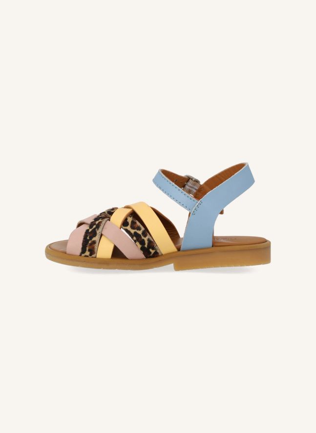 Sandales Tressées Léopard | Bleu ciel
