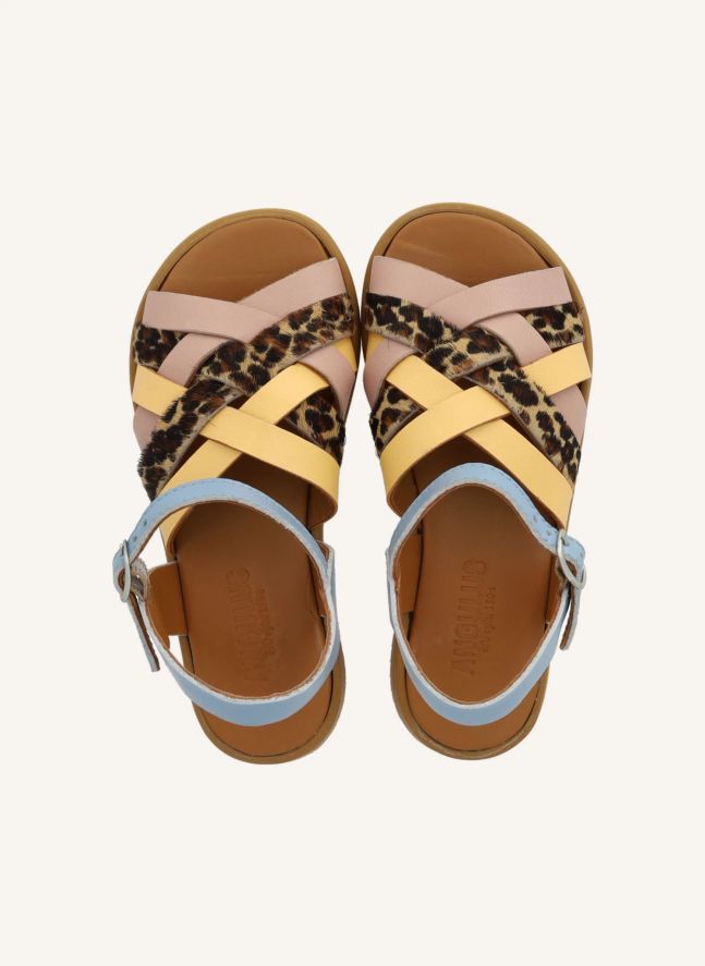 Sandales Tressées Léopard | Bleu ciel