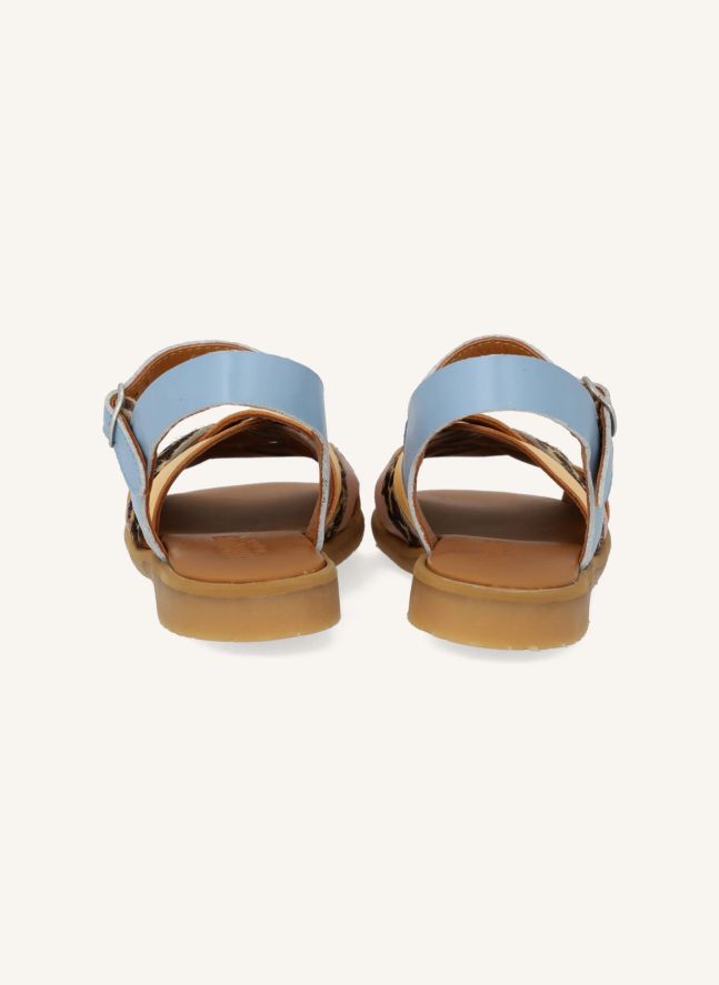 Sandales Tressées Léopard | Bleu ciel