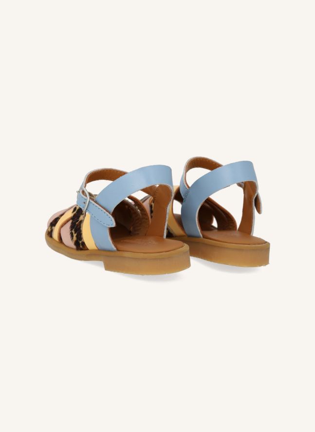 Sandales Tressées Léopard | Bleu ciel
