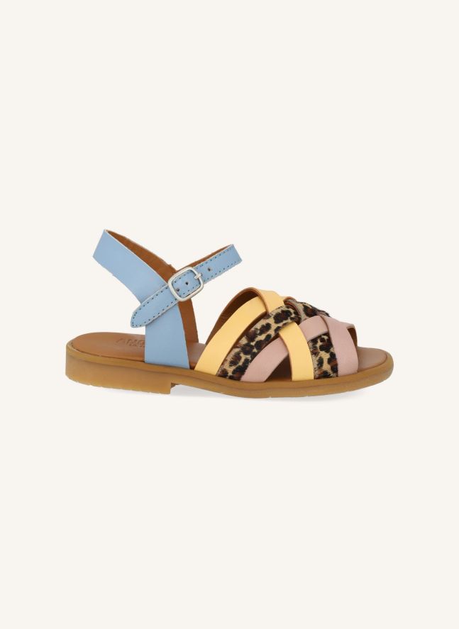 Sandales Tressées Léopard | Bleu ciel