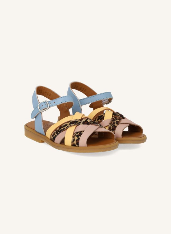 Sandales Tressées Léopard | Bleu ciel