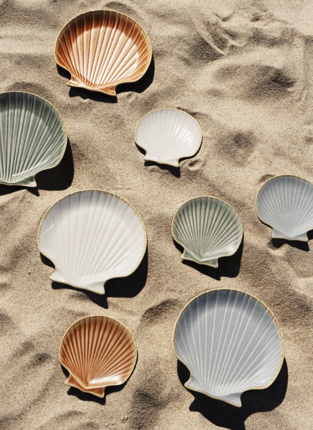 Vide poche en grès coquillage | Beige