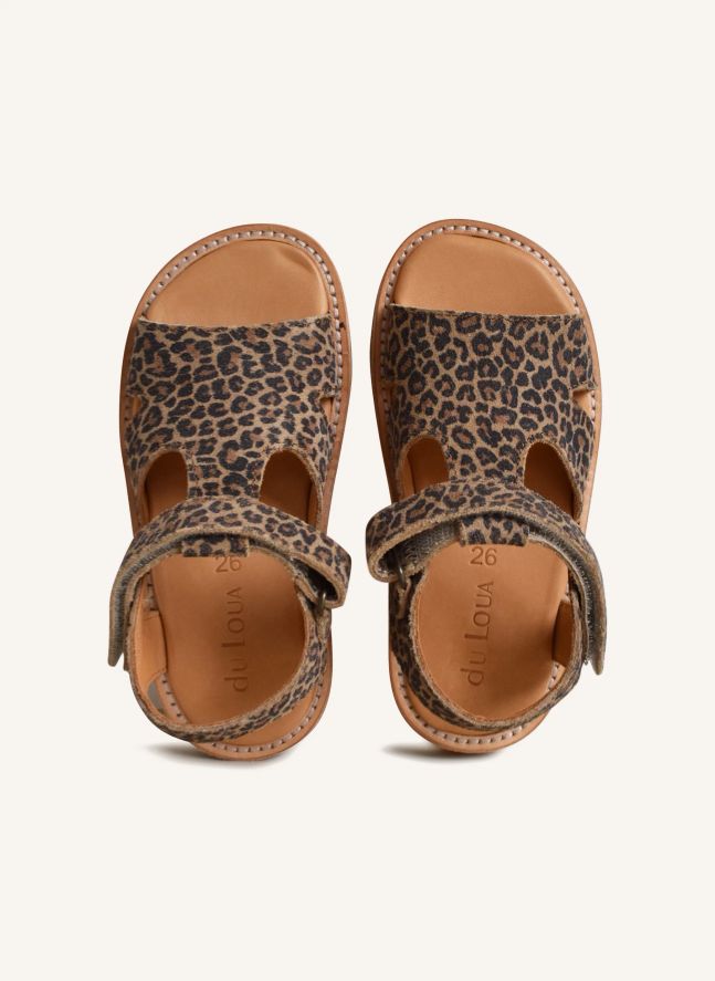 Du Alfie Leopard Suede Sandals | Brown