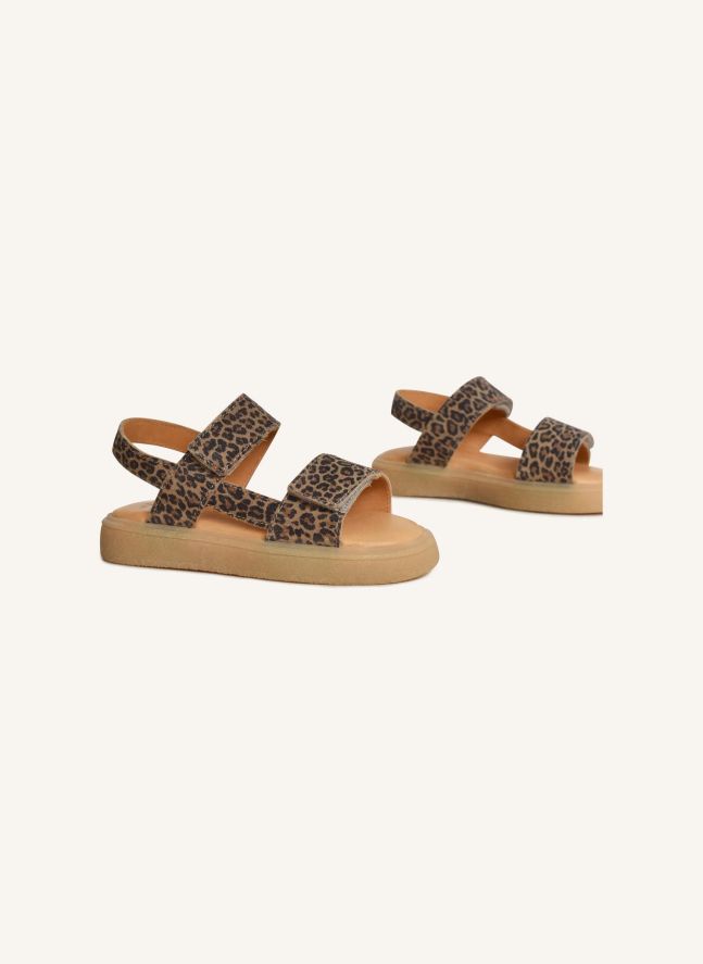 Du Malu Leopard Suede Sandals | Brown