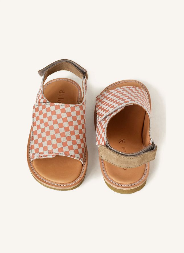 Du Veda Carreaux Sandals | Coral
