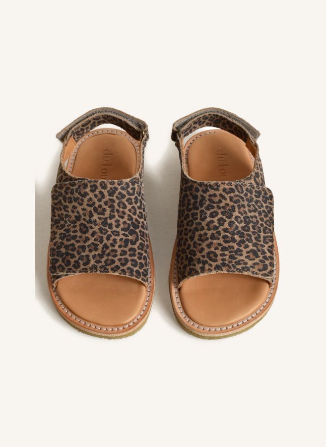 Du Veda Leopard Suede Sandals | Brown