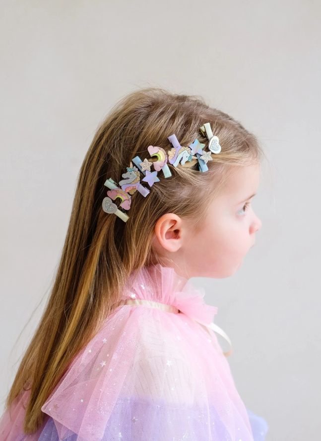Lot de 8 Mini Barrettes Licorne | 	Lilas