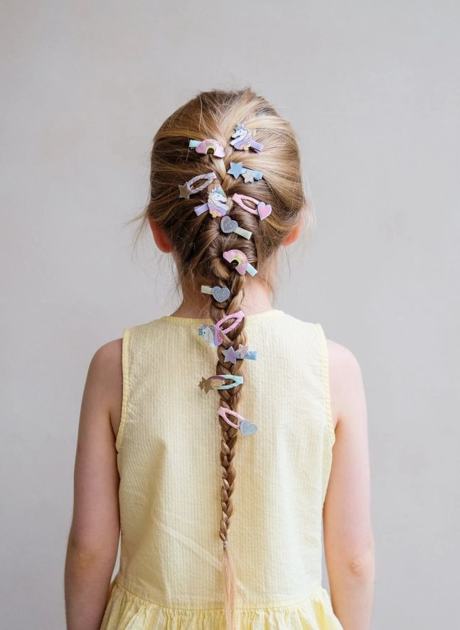 Lot de 8 Mini Barrettes Licorne | 	Lilas