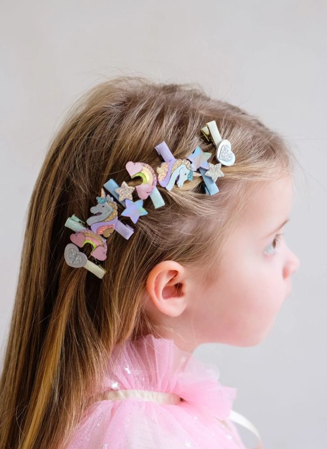 Lot de 8 Mini Barrettes Licorne | 	Lilas
