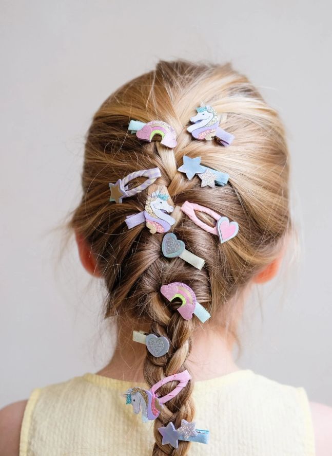 Lot de 8 Mini Barrettes Licorne | 	Lilas