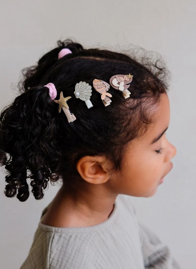 Lot de 8 Mini Barrettes Sirène | Doré