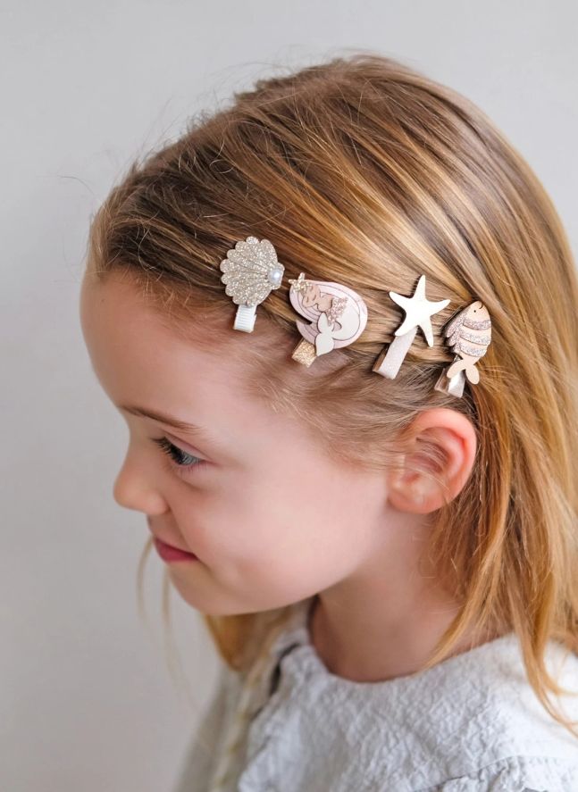 Lot de 8 Mini Barrettes Sirène | Doré