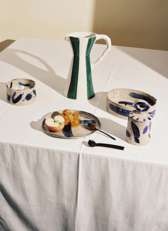 Carafe rayée Charly, Marie Michielssen | Vert