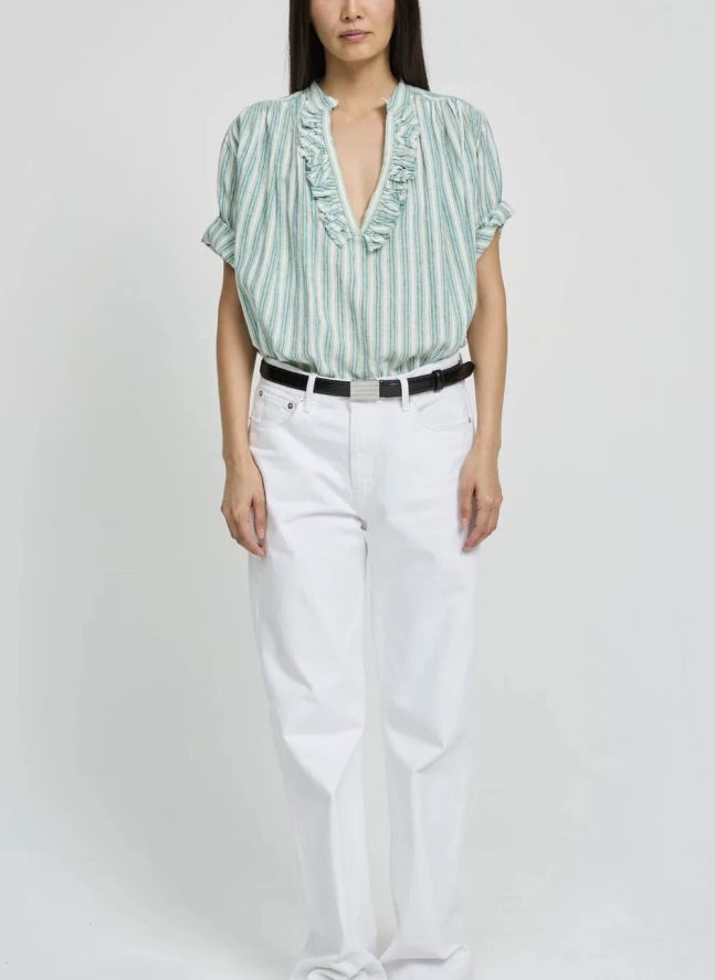Blouse Rayures Dida Coton | Vert pâle