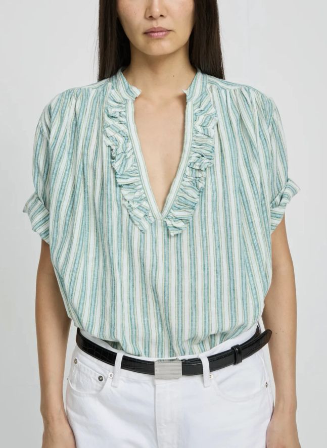 Blouse Rayures Dida Coton | Vert pâle