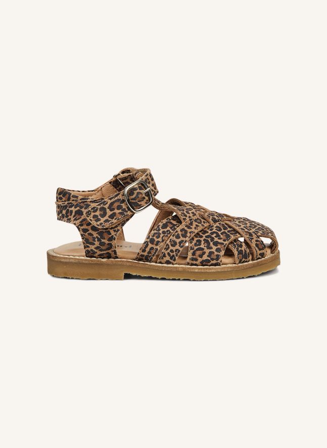 Diamond Leopard Scratch Sandals | Brown