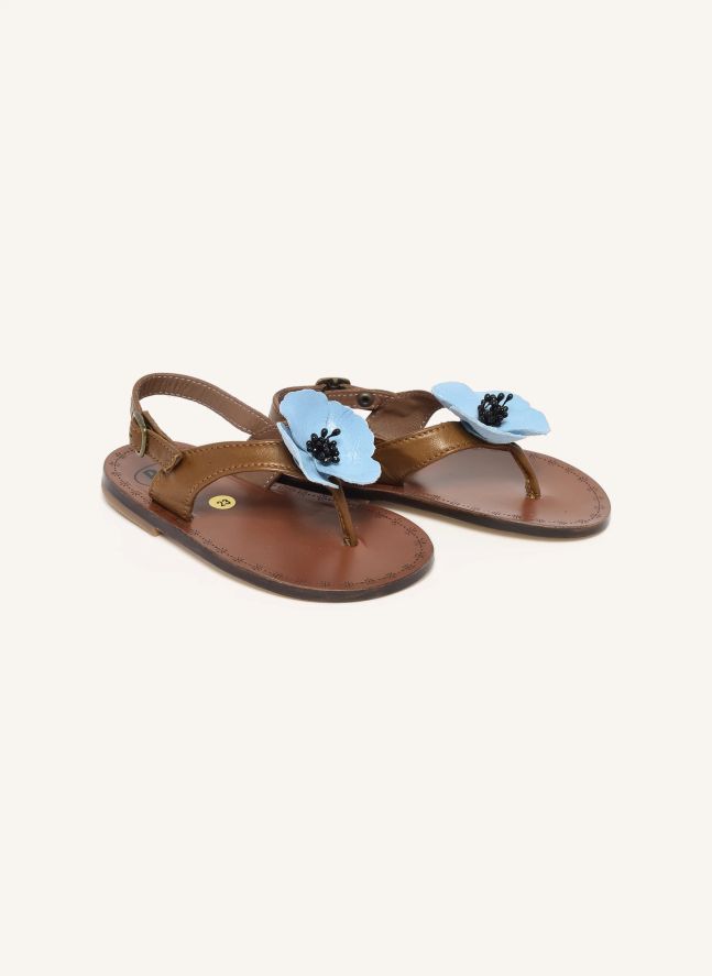 Sandales Fleur | Cognac