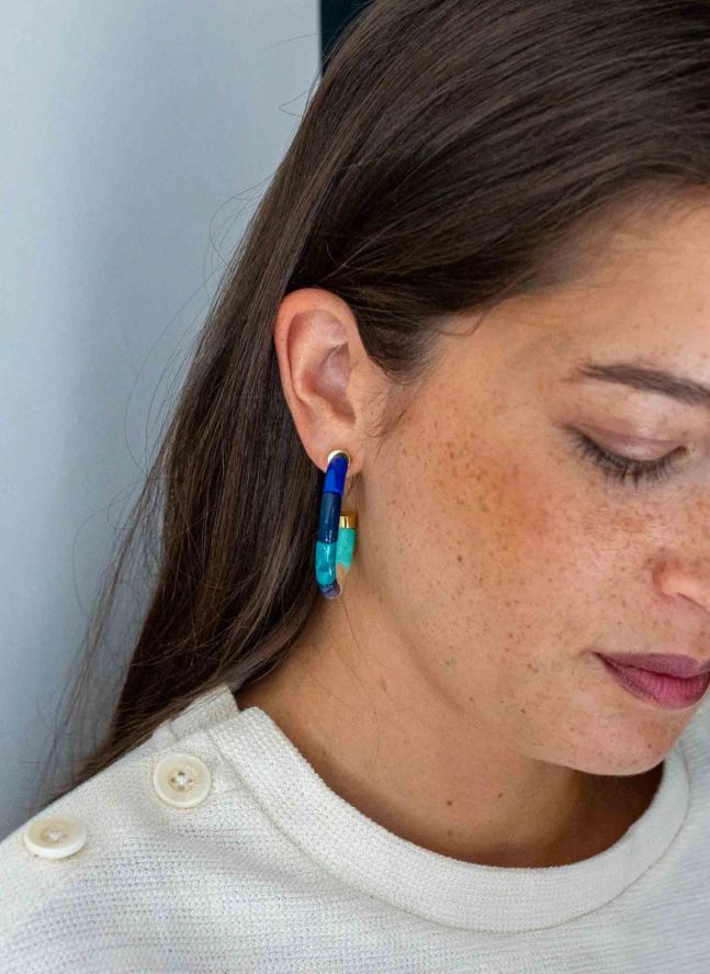 Boucles d'Oreilles Personnalisables Bola | Bleu