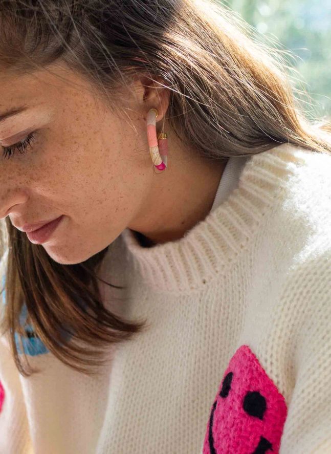 Boucles d'Oreilles Personnalisables Bola | Rose