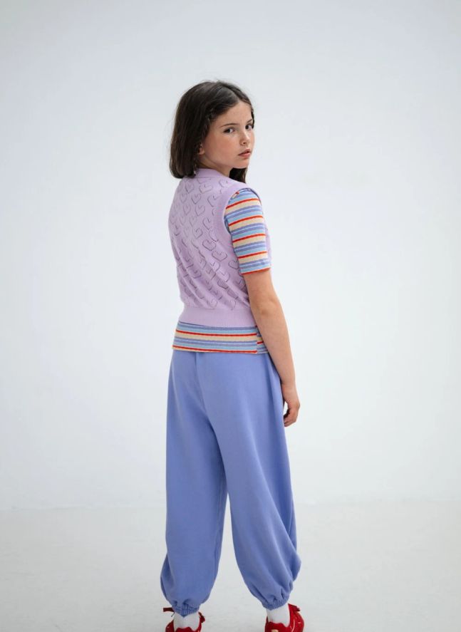 Pull Maille Sans Manches Cœurs | 	Lilas