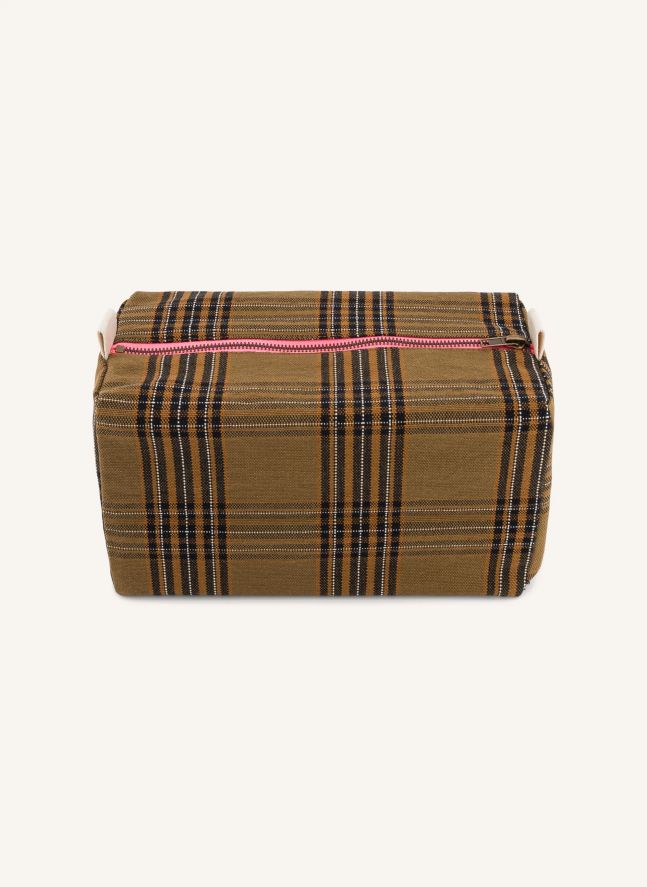 Trousse de toilette Vic Tartan | Marron