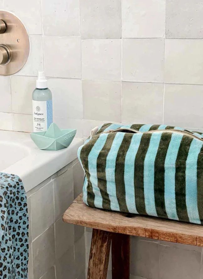 Trousse de toilette en éponge Vic | Kaki/Givré