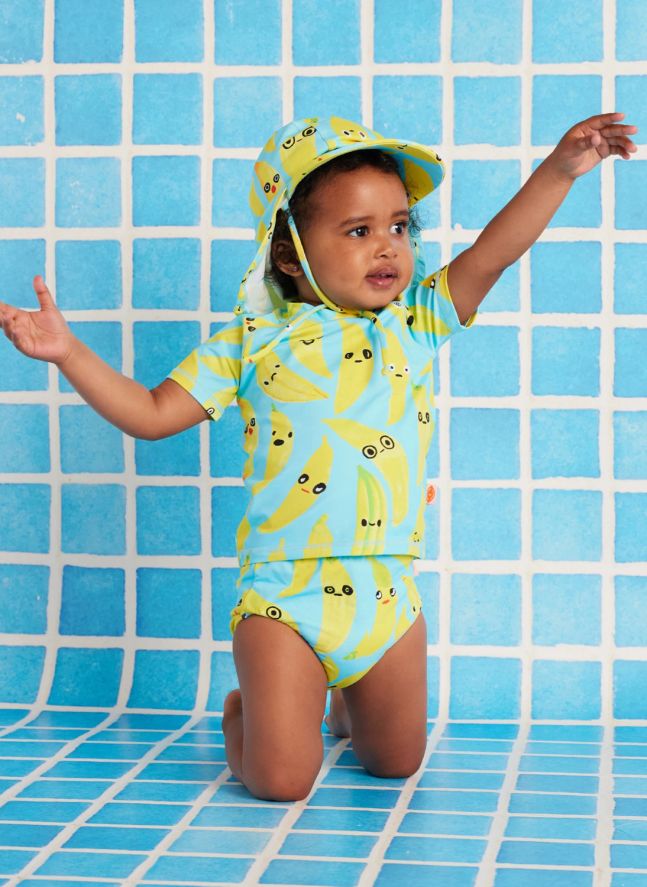 T-shirt de Bain Anti-UV Bananes Fibres Recyclées | Turquoise