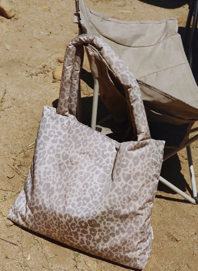 Sac mom-bag Puffy Léopard | Beige