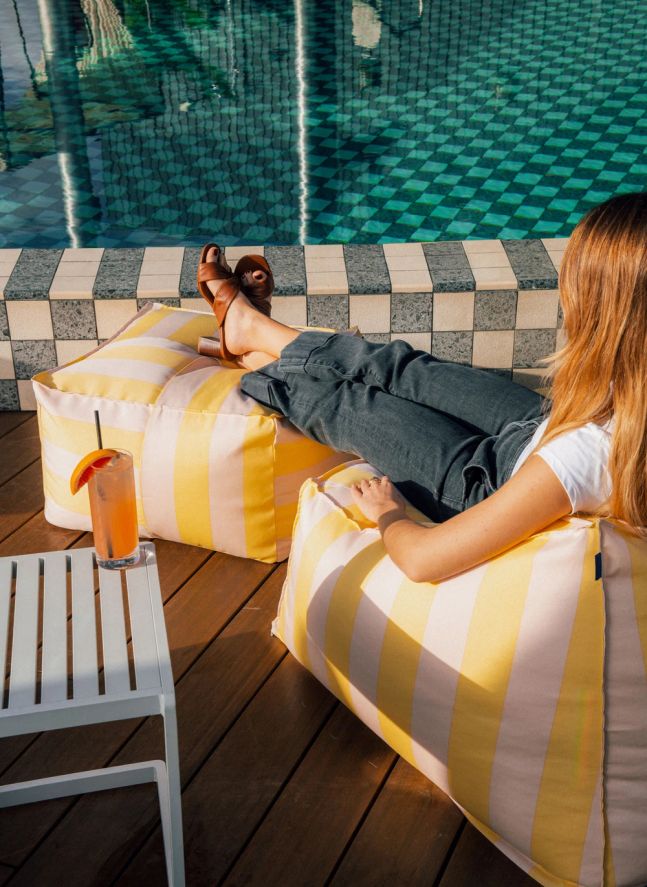 Lenny outdoor pouffe armchair | Yellow