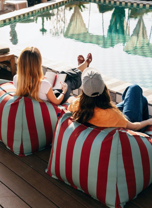 Lenny outdoor pouffe armchair | Toffee