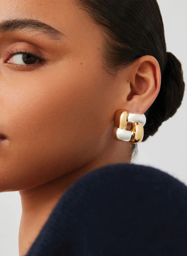 Boucles d'Oreilles Woven Square | Doré/Argenté