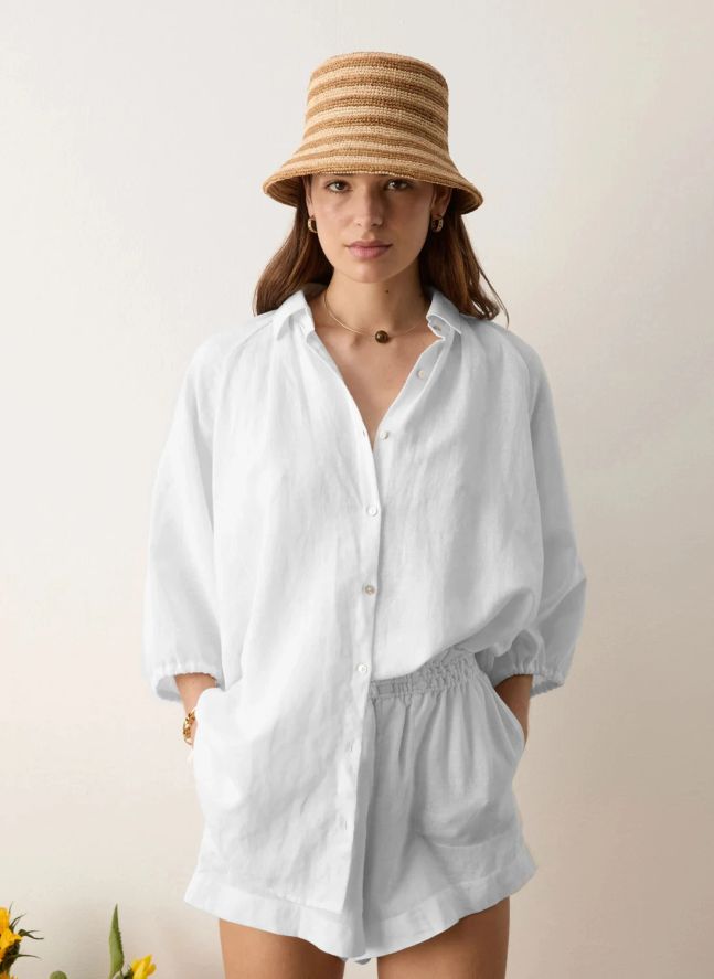 Short La Ponche Lin et Coton | Bleu ciel