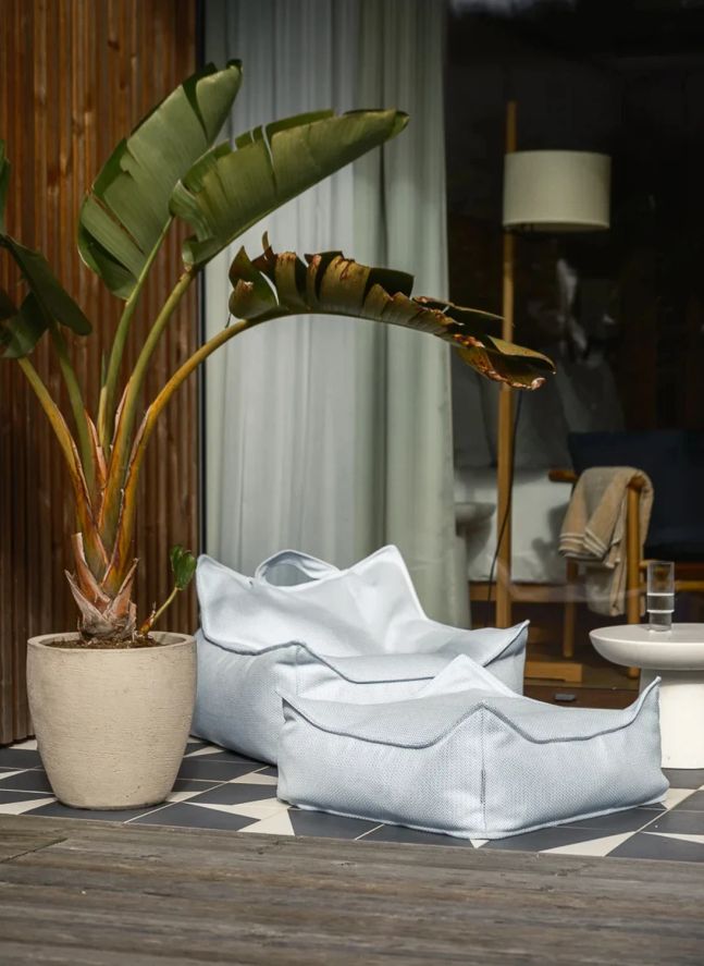Pouf ottoman d'extérieur | Bleu ciel