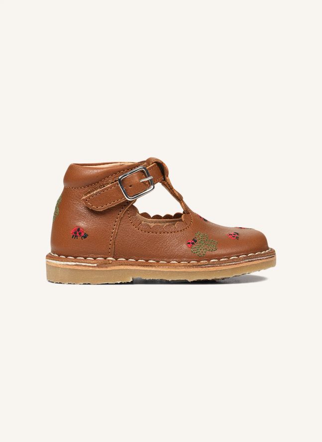 T-Bar Scallop Ladybird Embroidered Babies - Uniqua Collection | Camel
