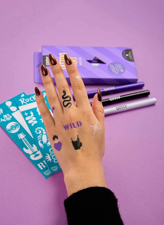 Feutres et pochoirs pour tatouages éphémères Rock Club | Violet