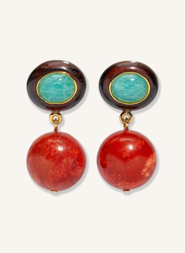 Boucles d'Oreilles Corail Laurel | Rouge
