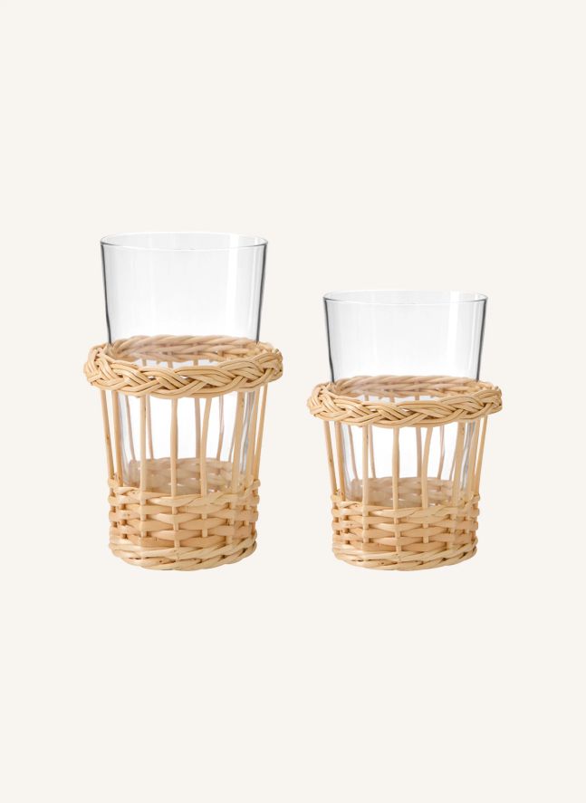Verre long en verre et osier Vitória