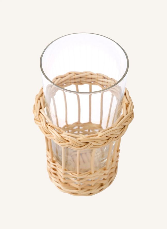 Verre long en verre et osier Vitória
