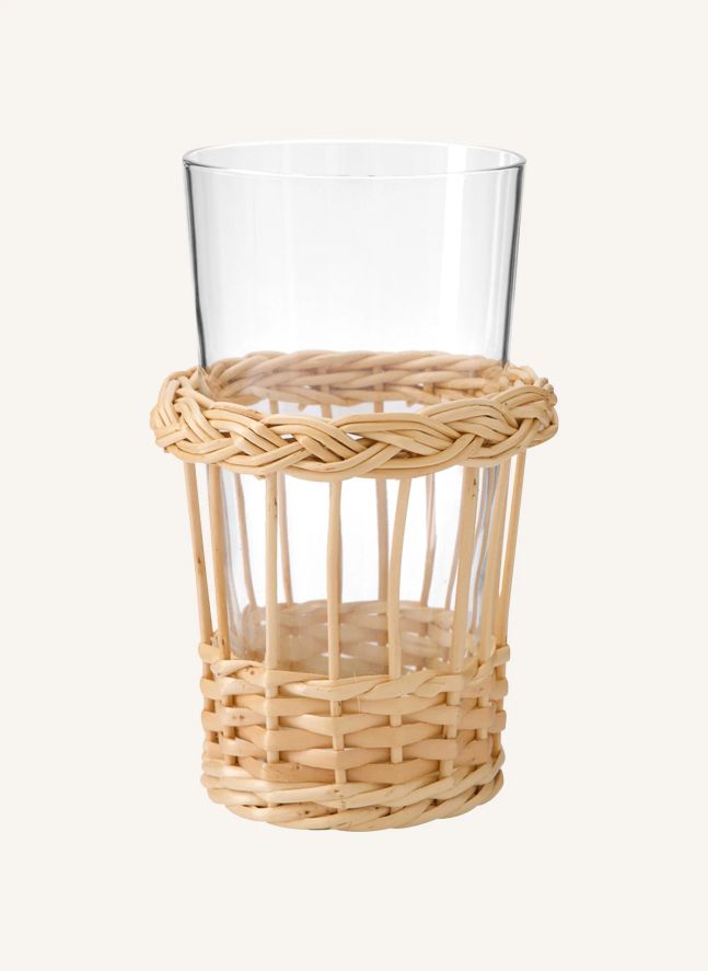 Verre long en verre et osier Vitória