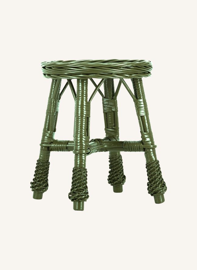 Tabouret en osier tressé Furnas | Vert