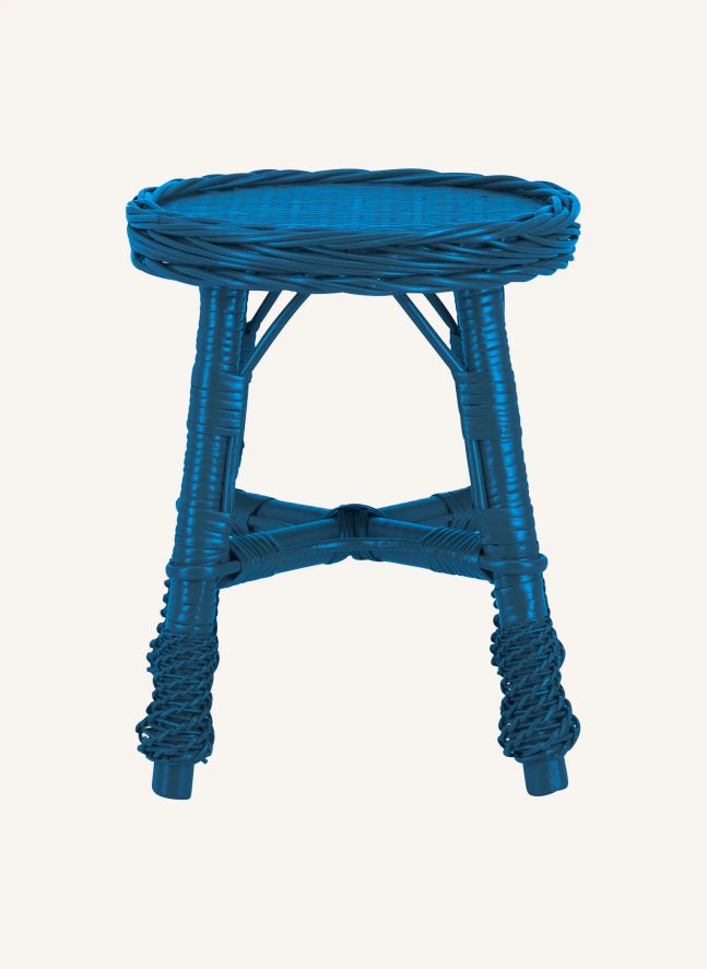 Tabouret en osier tressé Furnas | Bleu